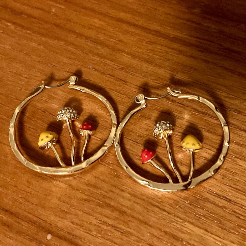 Mushroom Hoop Earrings